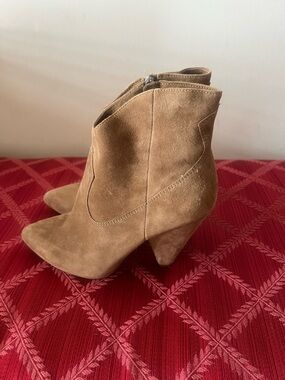 Vince Camuto Tan Suede Pointed-Toe Ankle Booties
